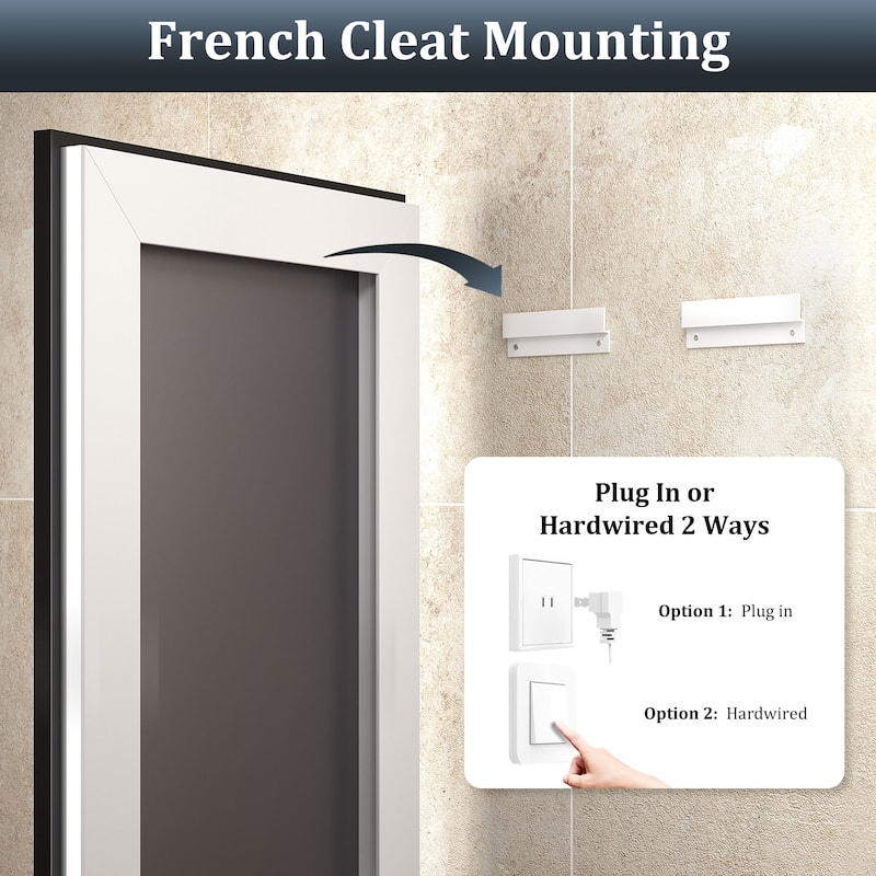 Front & Back LED Anti-Fog Tempered Glass Framed Bathroom/Vanity Mirror 3-Year Warranty