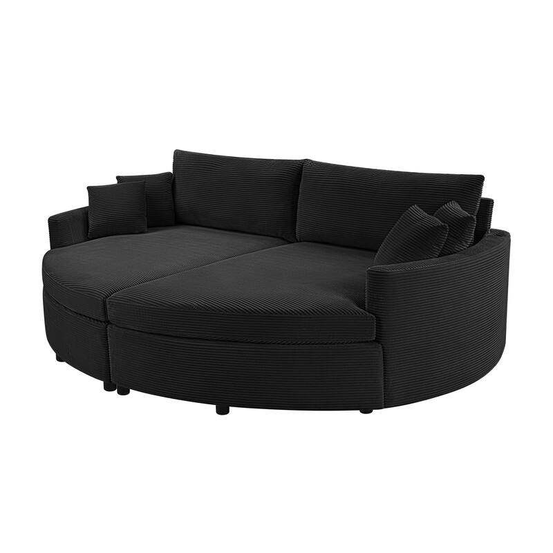 102.3" Oversized Double Chaise Lounge Sofa, Corduroy Upholstered Sleeper Sofa Bed 2 Seat Sofa Loveseat with USB Ports