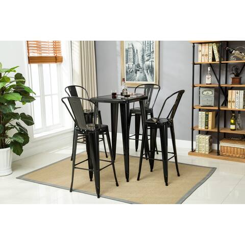 Porthos Home Rust-Resistant Metal Patio Barstool with Back(Set of 4)