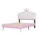 preview thumbnail 7 of 8, Twin Platform Bed with LED Crown Headboard, Upholstered for a Princess Look