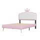 preview thumbnail 7 of 8, Twin size Upholstered Princess Bed With Crown Headboard,with Headboard and Footboard with Light Strips,White+Pink