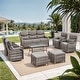 preview thumbnail 58 of 101, Outdoor Sofa with 6-Inch Thick Cushions Furniture for Porch 8PCS Sofa Swivel Chair w/ Table Ottoman - Grey Wicker Grey Cushion
