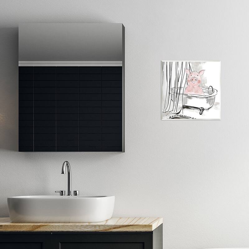 Stupell Minimal Bathtub Piggy Wall Plaque Art Design By Carol Robinson