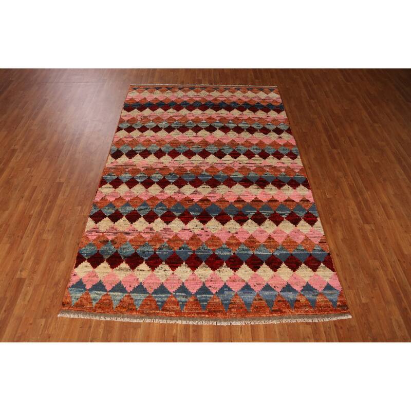 Tribal / Trellis Moroccan Oriental Area Rug Handmade Wool Carpet - 6'7" x 10'4"