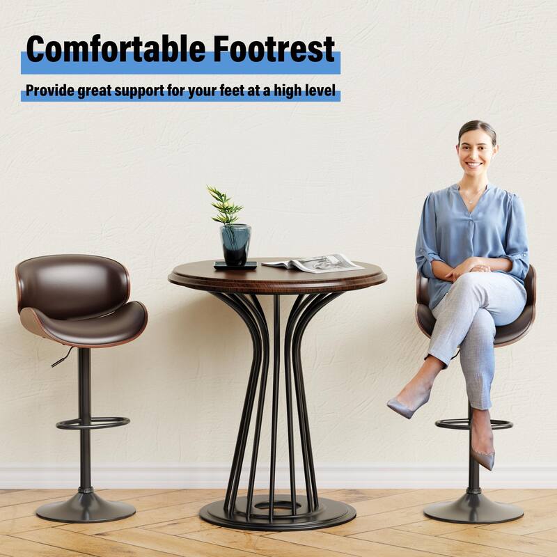 Bar Stools Adjustable Height Swivel Faux Leather Armless Barstools