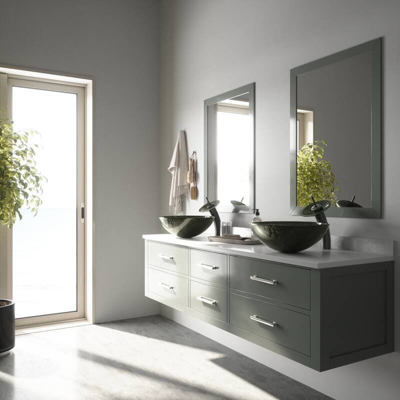 VIGO Giovanni 17"L x 17"W x 6"H Glass Round Vessel Bathroom Sink