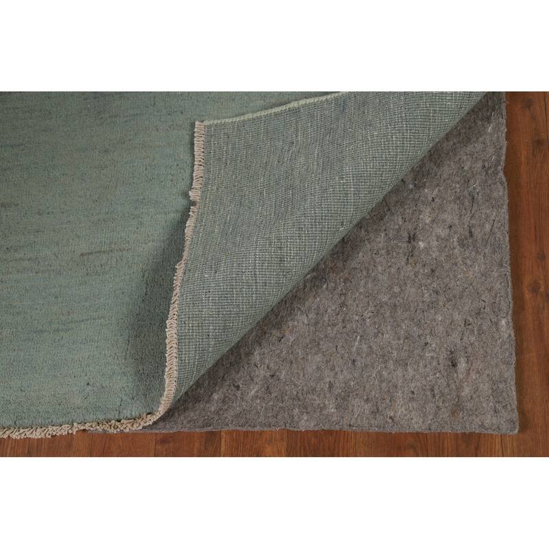 Modern Gabbeh Oriental Foyer Rug Hand-Knotted Blue Wool Carpet - 3'5"x 4'11"