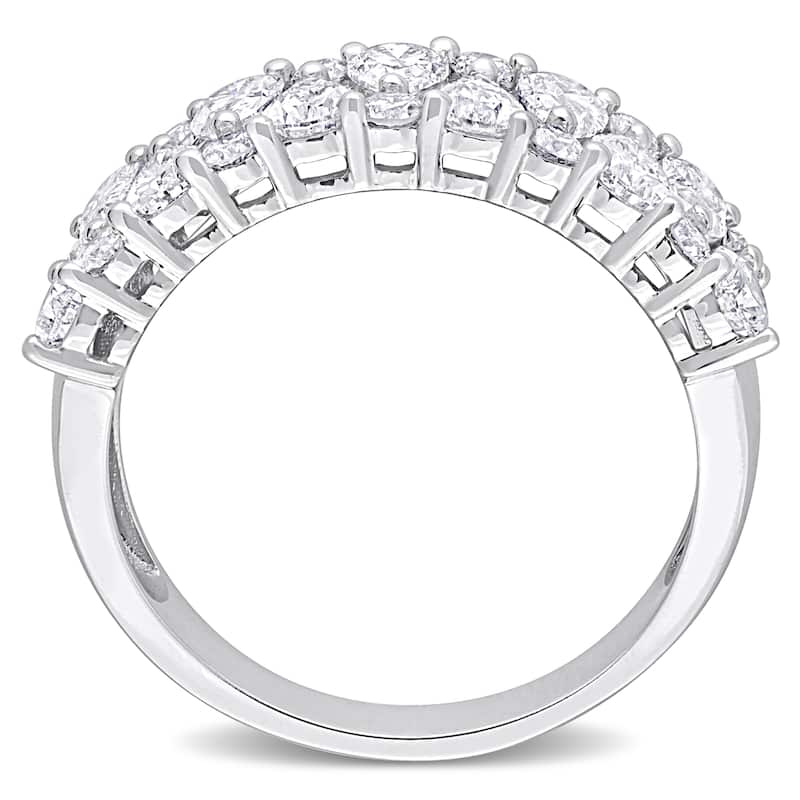 Miadora 2ct TDW Pear and Round Diamond Semi-Eternity Ring in 14k White Gold