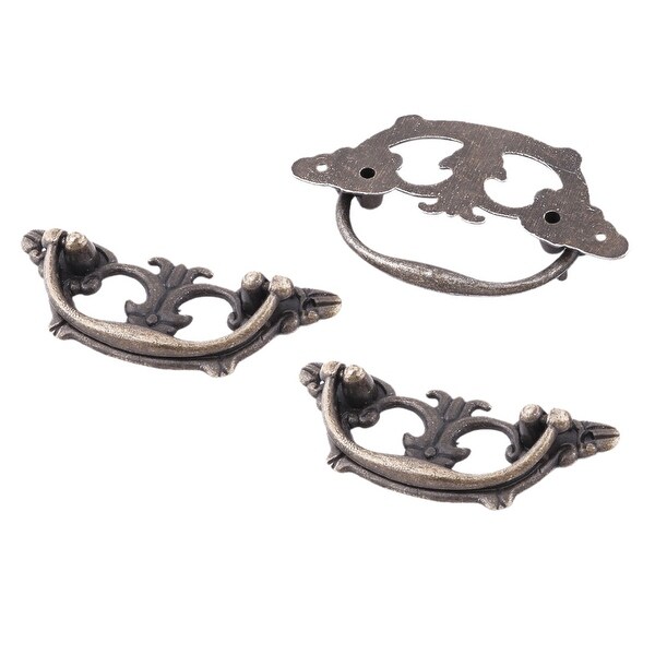 Unique Bargains Cabinet Drawer Dresser Door Metal Retro Style Knob Pull Handle Bronze Tone 3 PCS