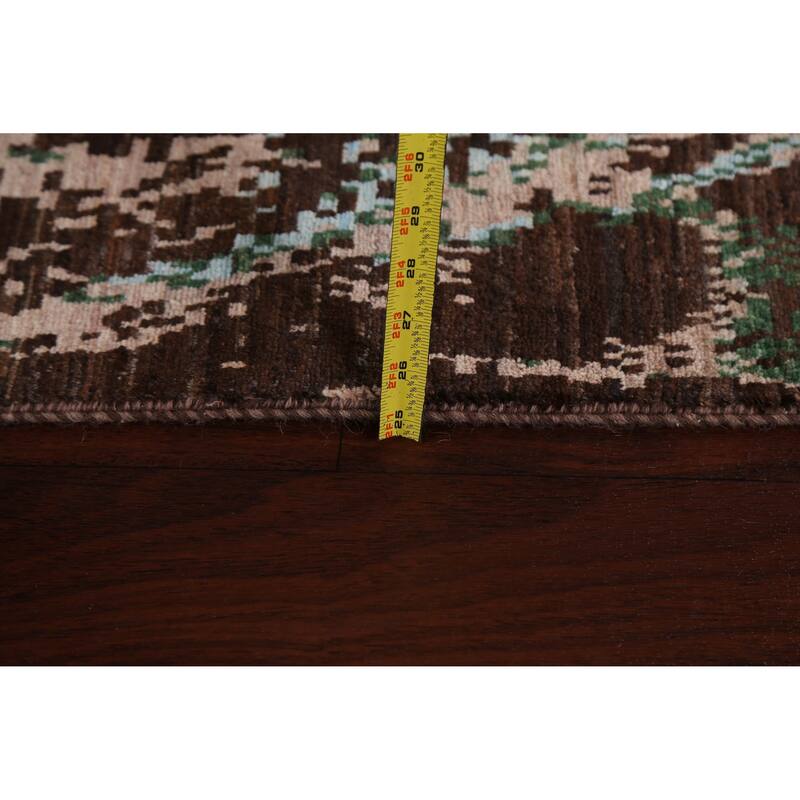 Wool/ Silk Abstract Artistic Modern Oriental Runner Rug Hand-knotted - 2'6" x 10'1"