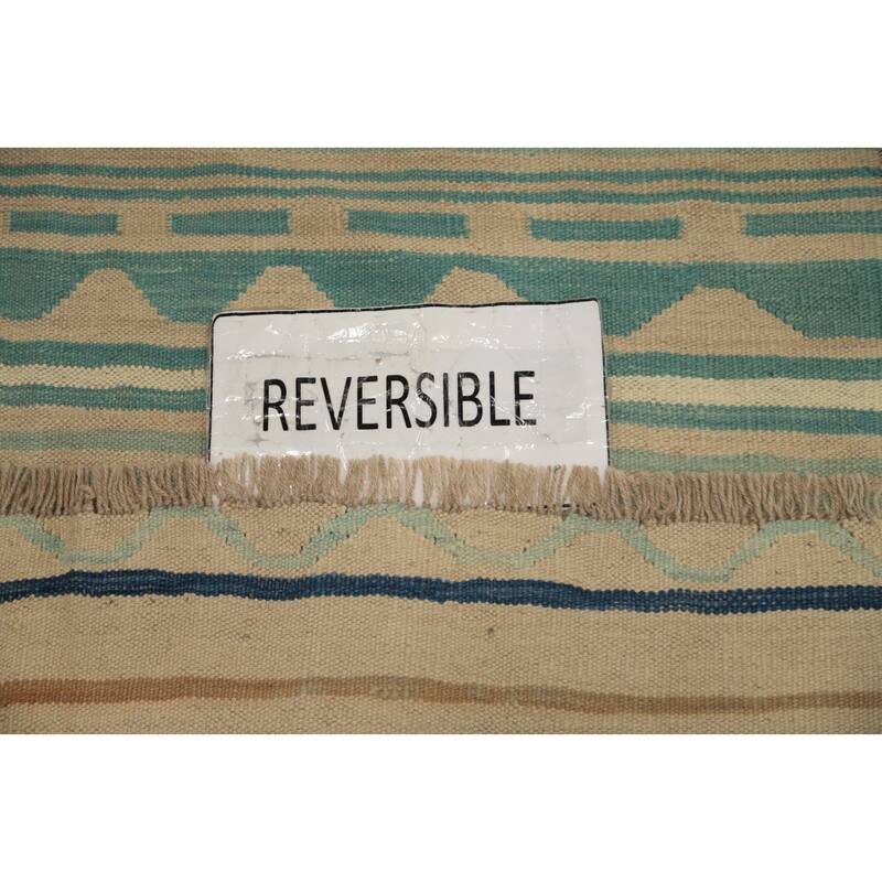 Hand Woven Oriental 100% Wool Carpet Southwestern Tribal Multi-Colored Kilim Area Rug - 8' 7'' X 5' 7''