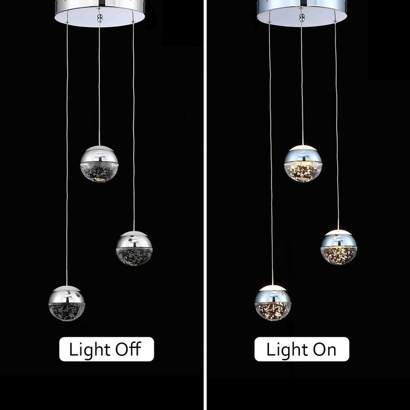 1-Light/3-Lights Globe LED Pendant Light with Bubble Crystal Ball