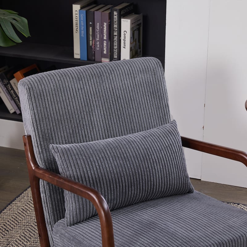 Mid-Century Modern Accent Chair, Arm Chair Living Room Chairs with Pillow Upholstered Reading Chair