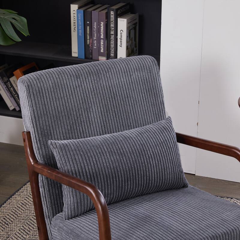 Polyester Mid-Century Armchair with Pillow & Ergonomic Support