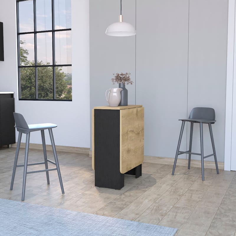 FM Furniture Kailua Folding Dining Table, Space-Saving, Foldable in 3 Forms - Black/Macadamia
