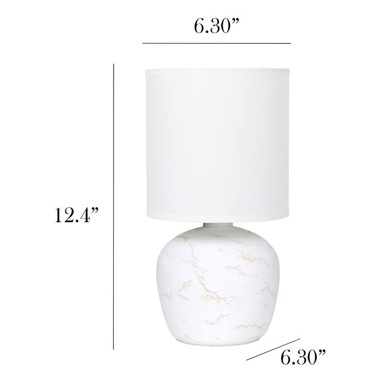 Rounded Marble Style Table Lamp with Drum Shade - 12.5" - White