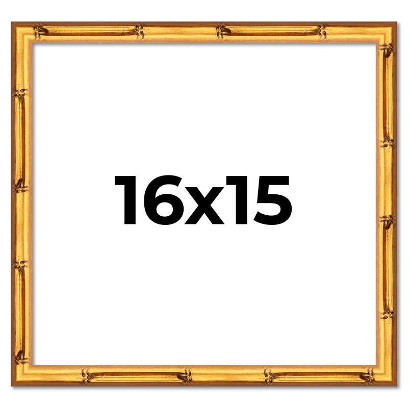 16x15 Frame Gold Bamboo Solid Wood Picture Frame | 1 Inch Moulding