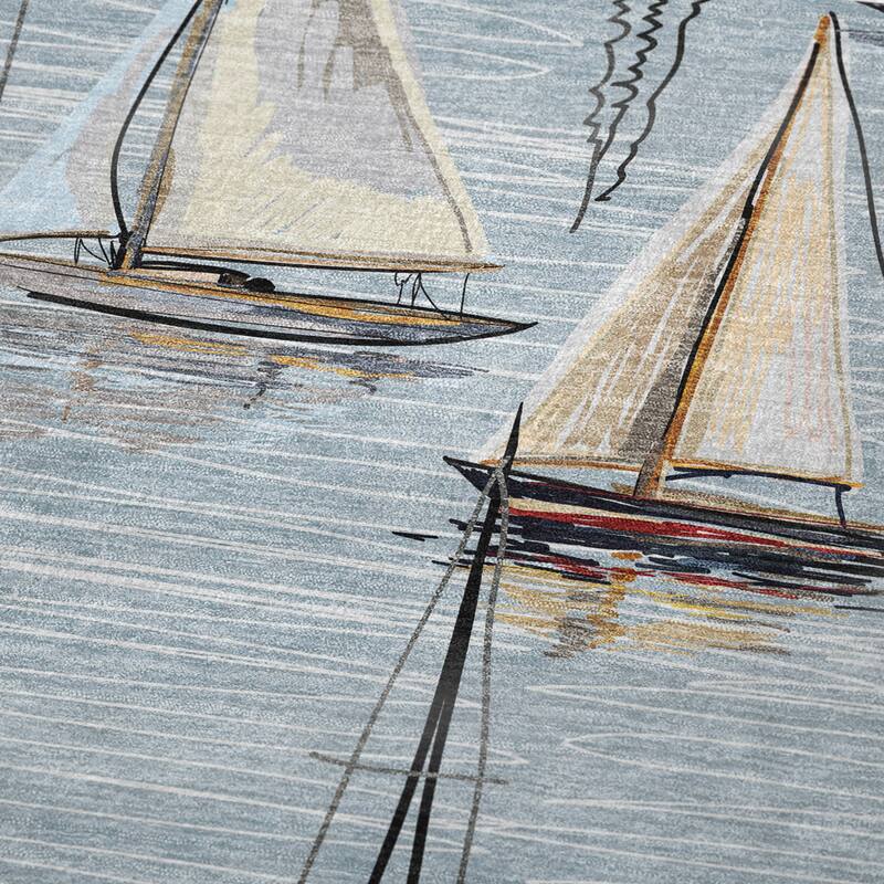 Premium Machine Washable ASB153 Coastal Sailboats Sherpa Throw Blanket
