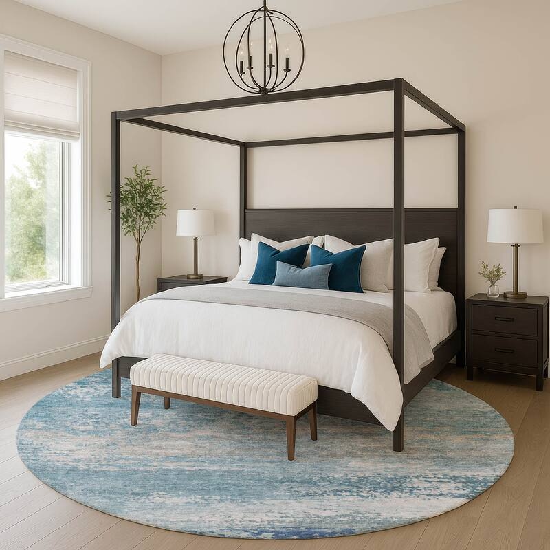 Premium Washable Super Soft Modern Casual Mayfield Rug - Sky - 8' x 8'