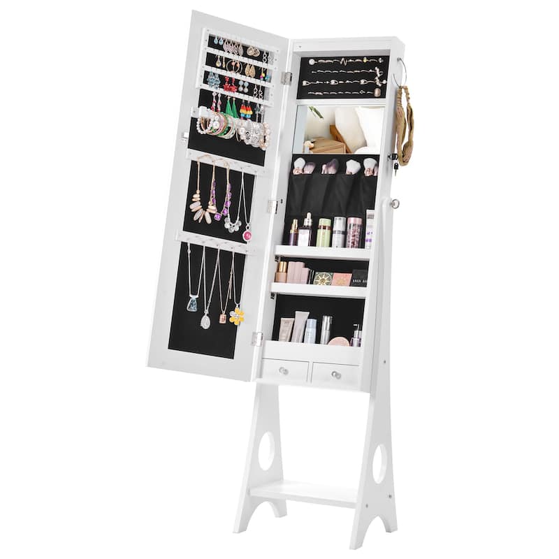 Fashion Simple Jewelry Storage Mirror Cabinet With LED Lights