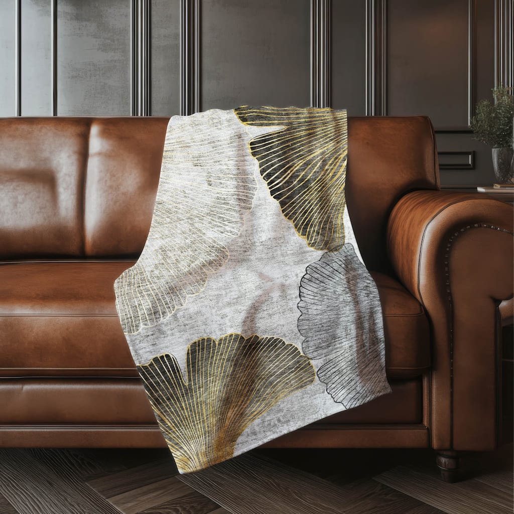 Premium Machine Washable Floral Petal Sherpa Throw Blanket