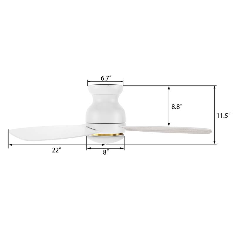 CARRO Reed 44" 3-Blade Indoor Ceiling Fan with LED light and Remote. - N/A