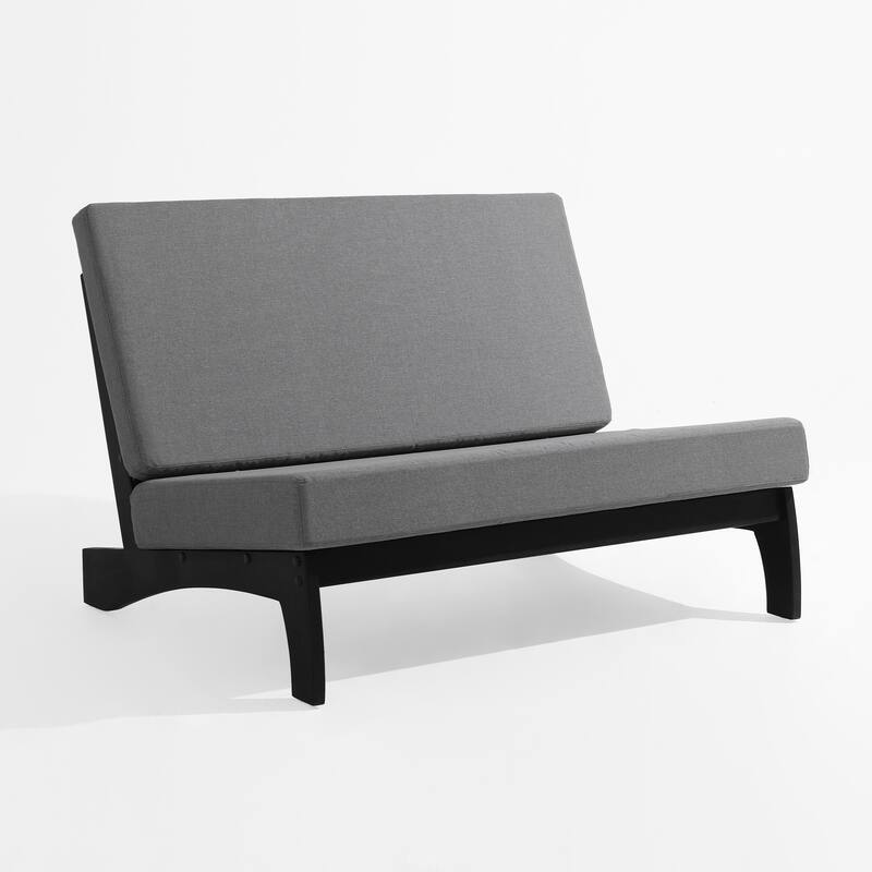 2-Piece Outdoor Teak Wood Loveseat Patio Set with Side Table