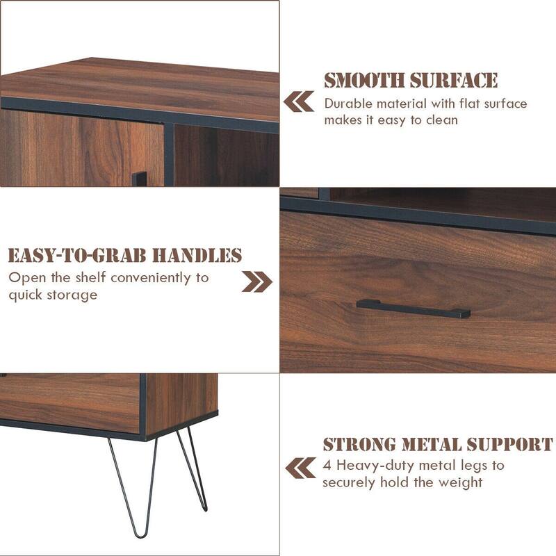 Multipurpose Sideboard Storage Cabinet with Metal Leg & Drawers - 35.5" x 15.5" x 40" (L x W x H)