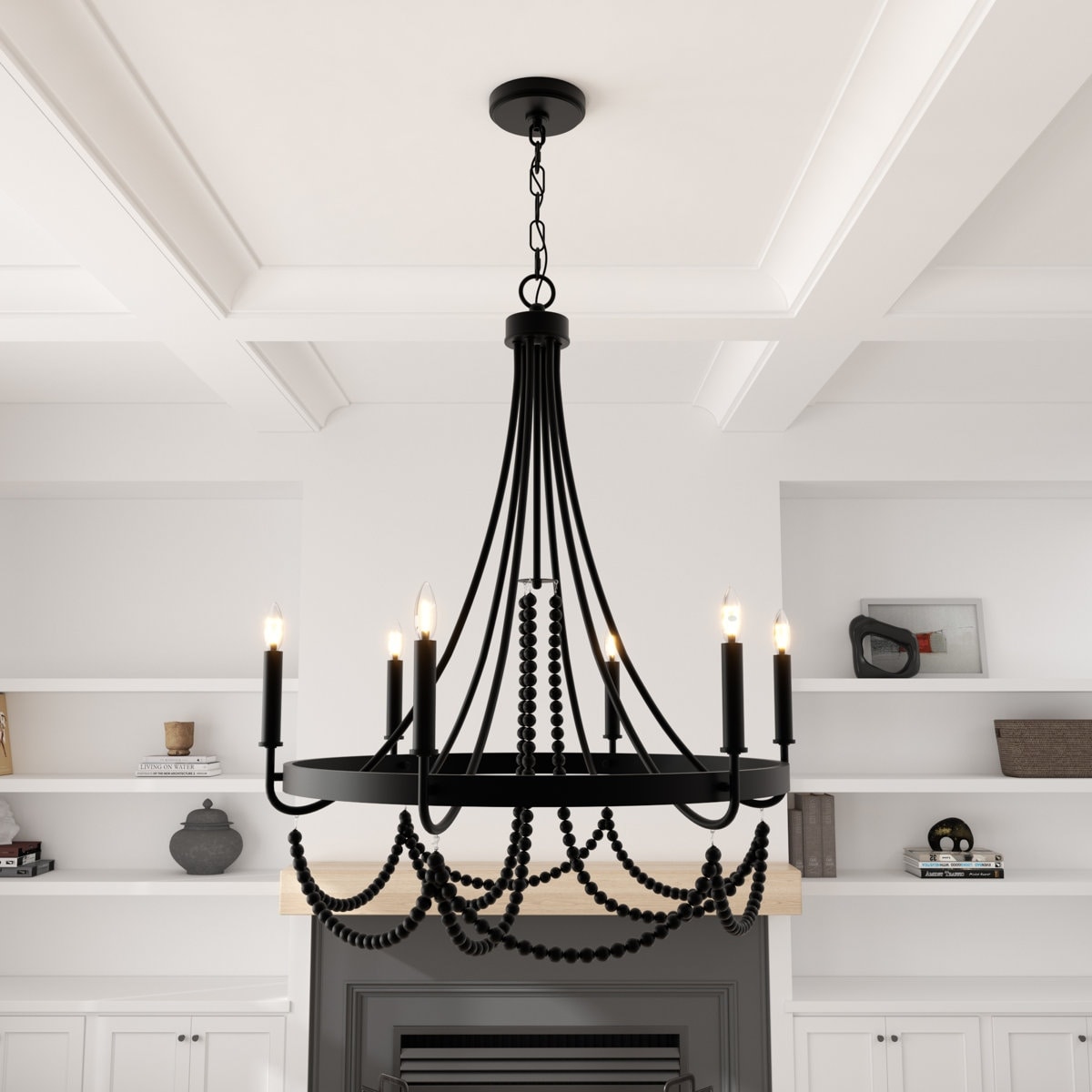 Acroma 6-light Modern Black Beaded Chandelier