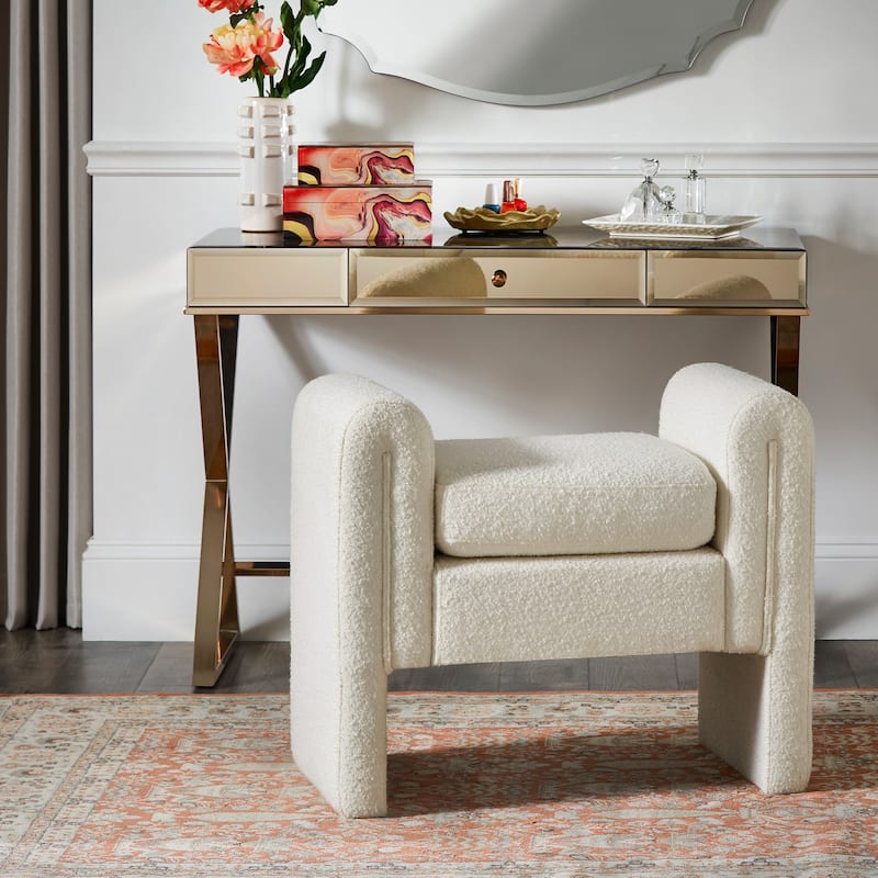 Oyala Ivory White Boucle Bench by iNSPIRE Q Modern