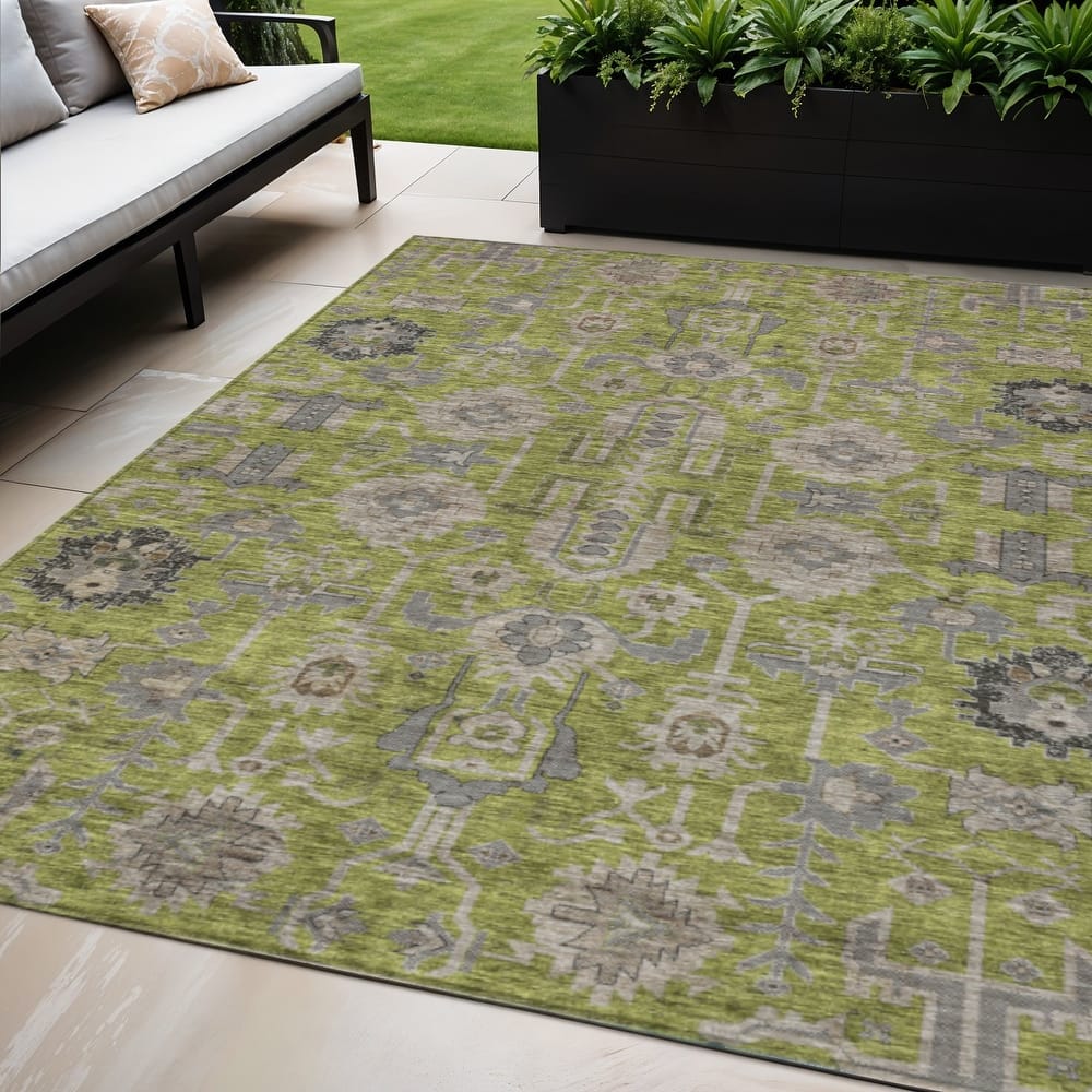 HomeRoots Oriental Traditional Rectangle Outdoor Rug