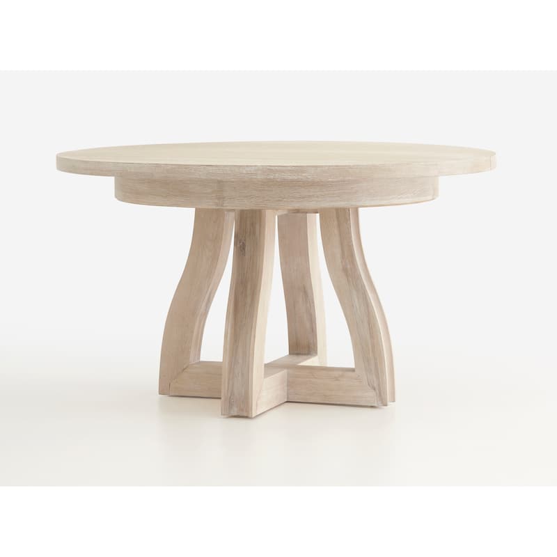 Magnussen Home Herringbone Ridge White 54" Extendable Round Dining Table - 54''W x 54''D x 30''H - 54''W x 54''D x 30''H