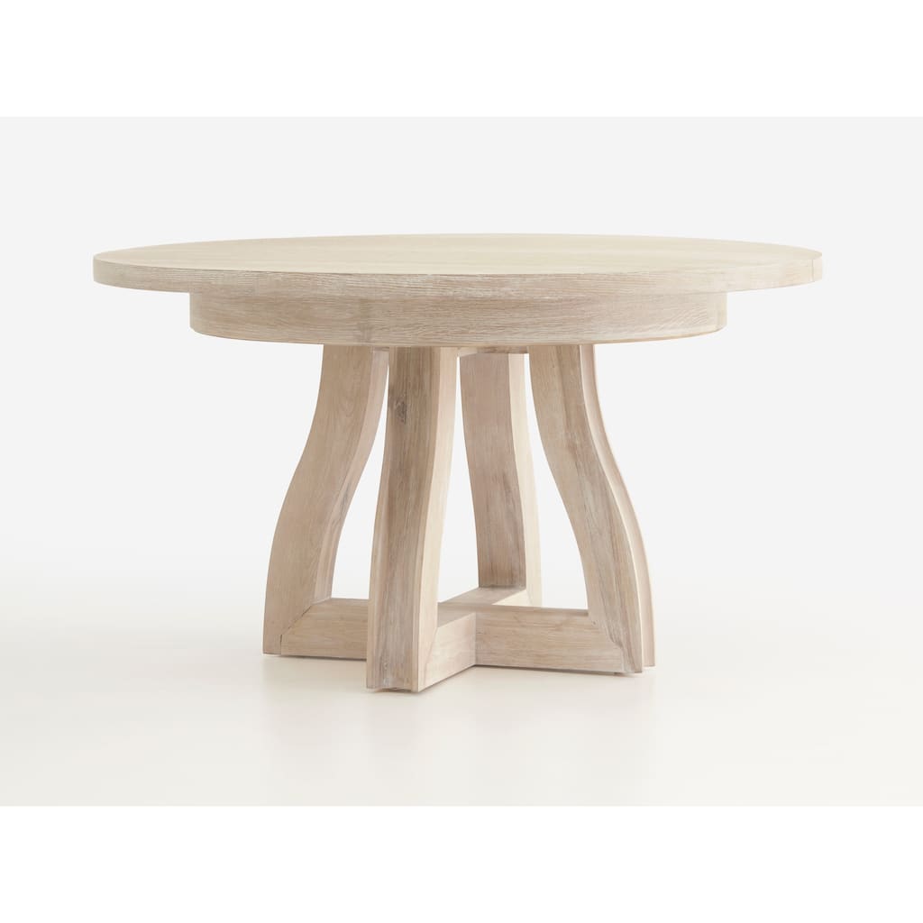 Magnussen Home Herringbone Ridge White 54" Extendable Round Dining Table - 54''W x 54''D x 30''H