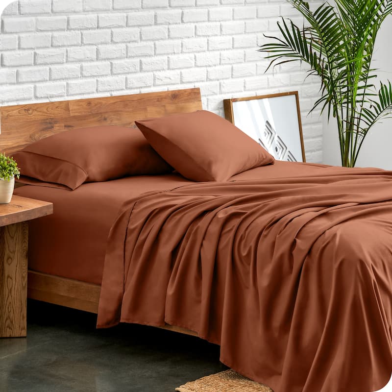Bare Home Double Brushed Deep Pocket Sheet Set - California King - Terracotta