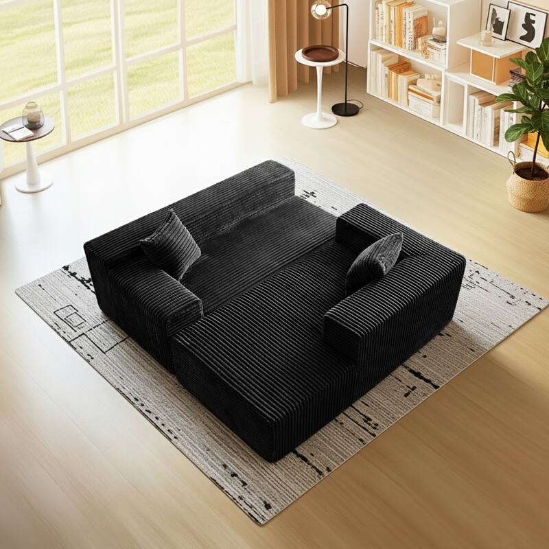 103.54" Flannel L-Shaped High-Density Modern Modular Sectional Sofa with Chaise & Pillows