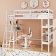preview thumbnail 17 of 28, Twin Size Loft Bed with Desk and Bookshelves for Kids and Teens White