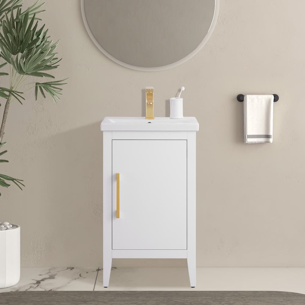 Vanity Art 20" or 24" or 30" Single Sink Bathroom Vanity Cabinet with Ceramic Top