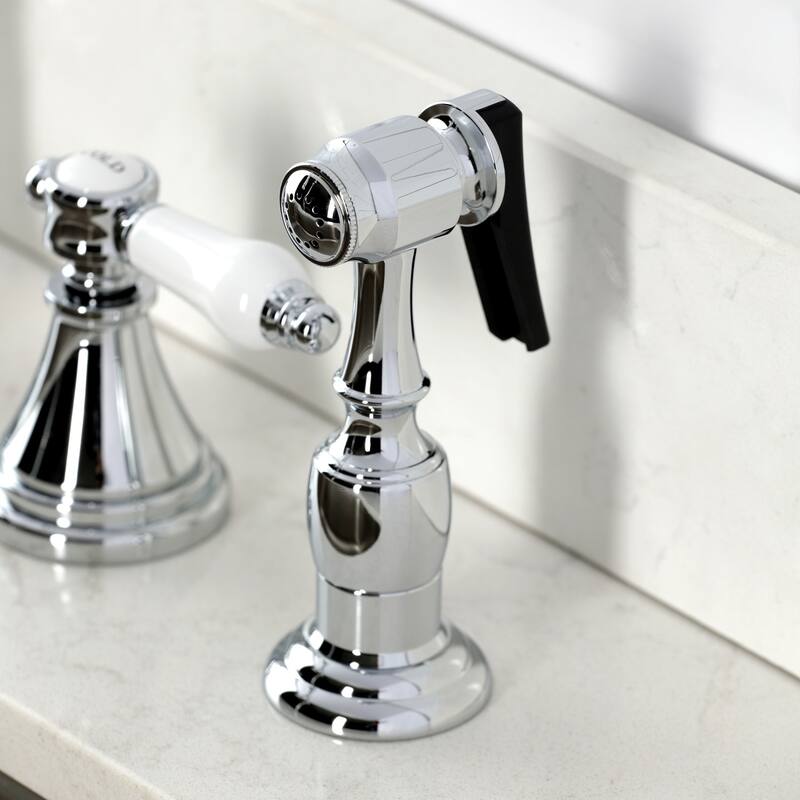 Kingston Brass Essex Double-Handle Wall-Mount Pre-Rinse Bridge Kitchen Faucet