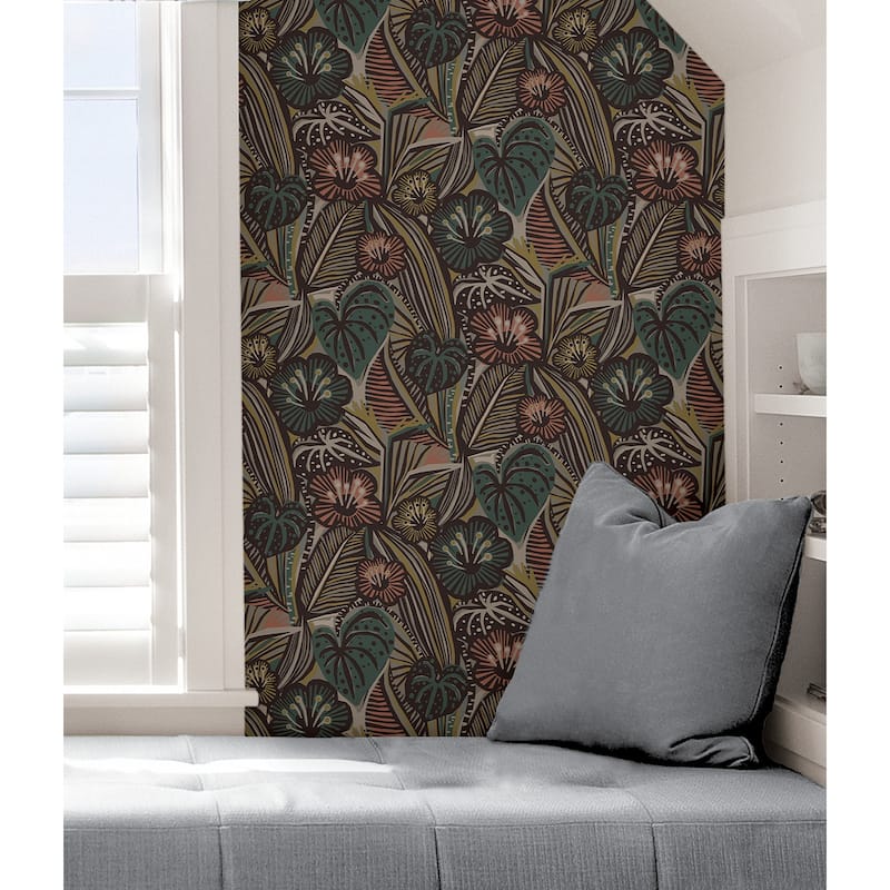 Pip & Lo Coral Teal LotusLand Peel & Stick Wallpaper