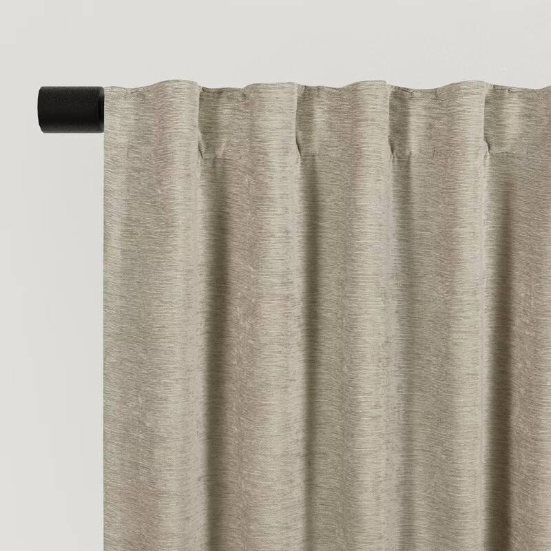 Chenille Solid Room Darkening Back Tab Single Curtain Panel