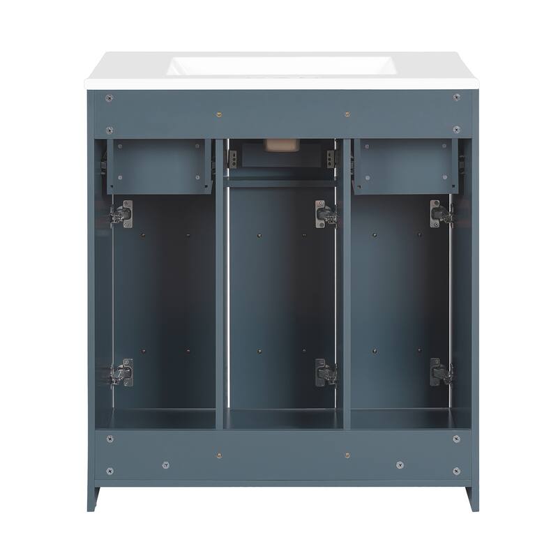 Roomfitters 30" Bathroom Vanity with Undermount Sink, Painted Storage Cabinet with Sliding Bins & Tilt-Down Compartment