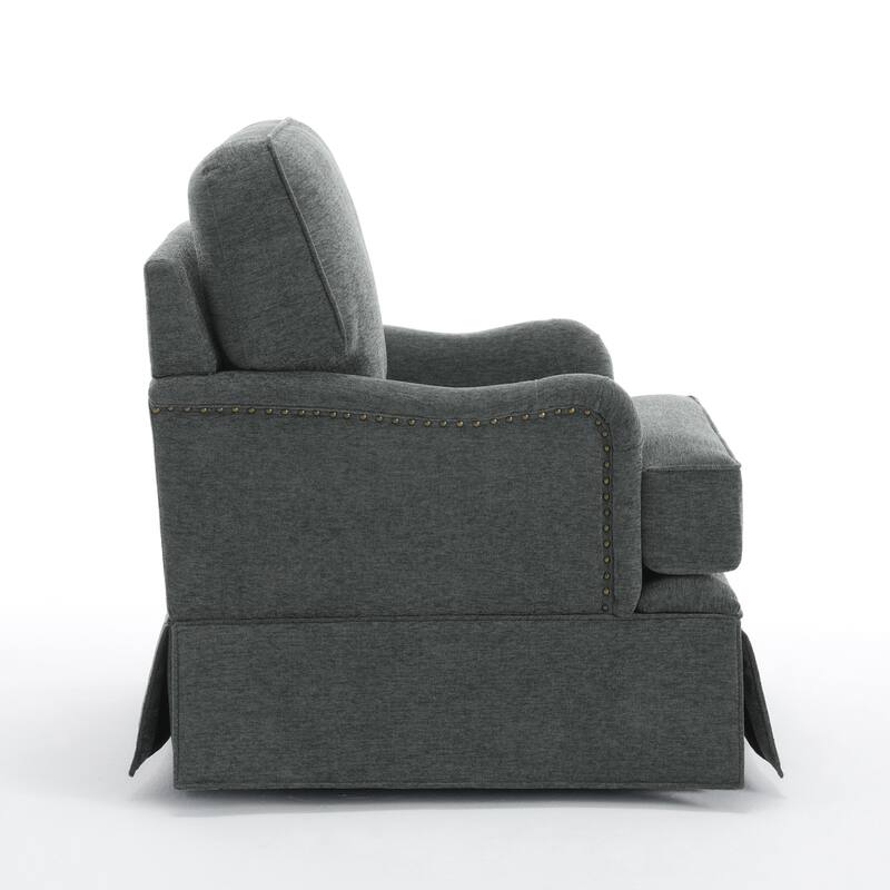 Skirted Swivel Accent Nailhead Barrel Chair