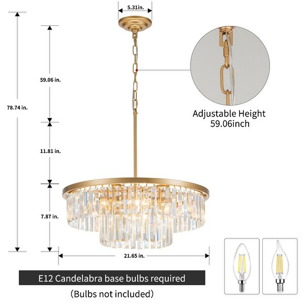 Starsky 6-Light 21in. Modern Crystal Drum Kitchen Island