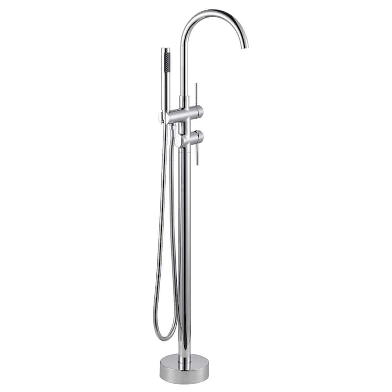 WOWOW Double Handle Freestanding Tub Faucet with Handheld Shower