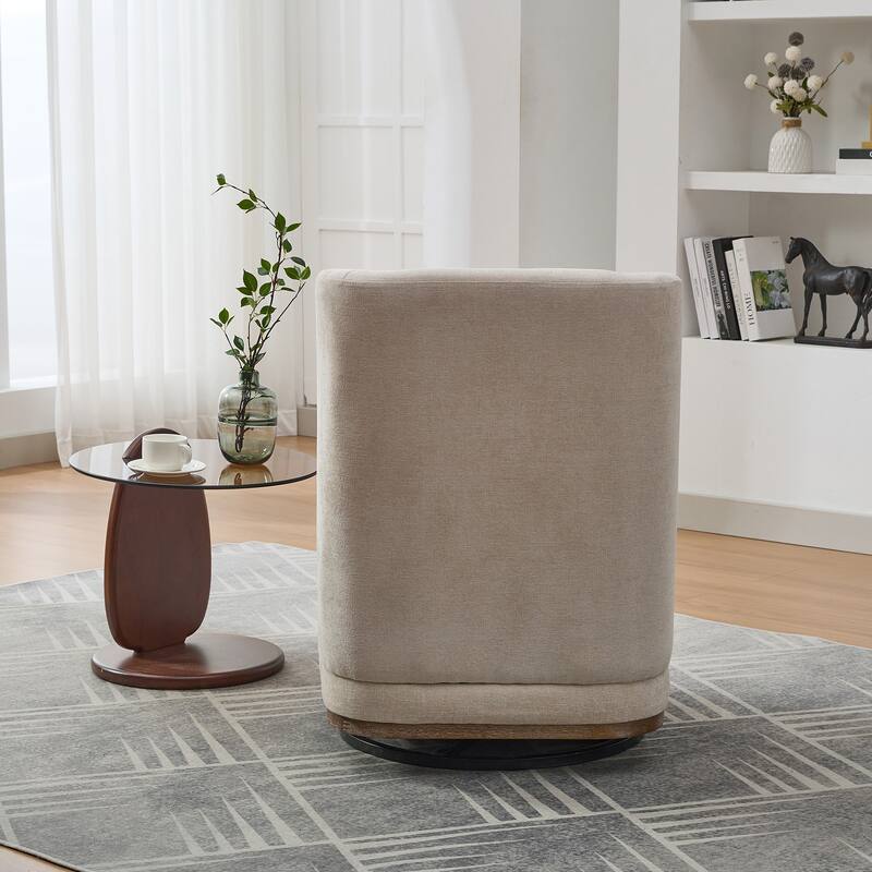 25.2 "Wide Modern Chenille Cushioned Armless Metal Base 360° Swivel Chair with Pillow, Lounge Area