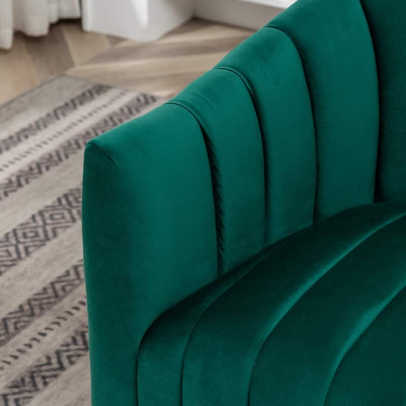 SEYNAR Modern Glam Velvet Upholstered Round 360 Degree Swivel Accent Barrel Chair Set of 2