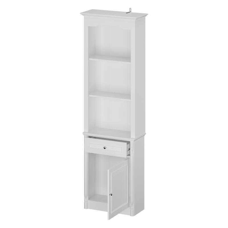 Media Wall Unit w/Spacious Storage White TV Stand Wall Storage Combo