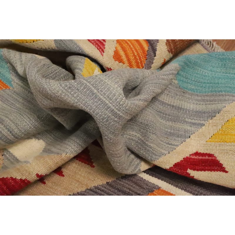 Hand Woven Oriental 100% Wool Carpet Southwestern Tribal Multi-Colored Kilim Area Rug - 9' 8'' X 8' 1''