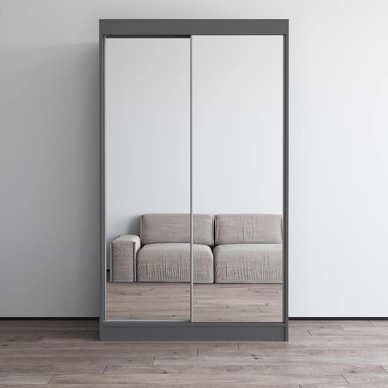 Copper Grove Parasol Modern Glossy Mirrored 2-door Wardrobe Armoire - Gray-47"