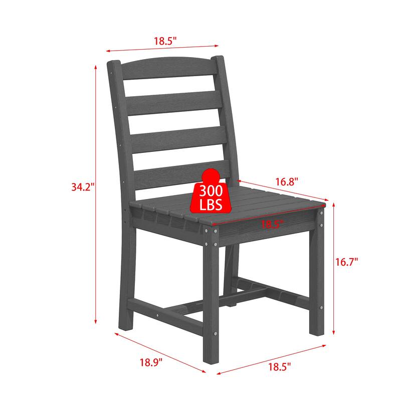 Set of 2 Outdoor Dining Chairs with Armrests, HDPE All Weather Patio Chairs, Waterproof UV Resistant Wood Grain Armchai